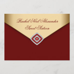 Invitation Sweet sixteen royal de l'or rouge