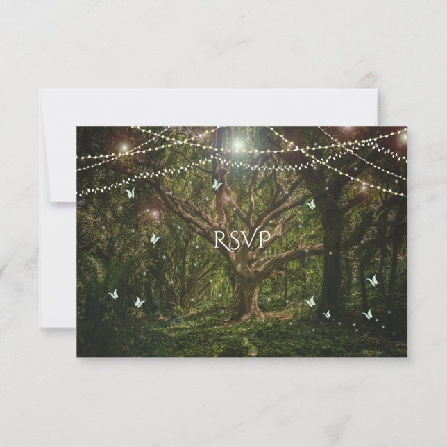 Invitation Sweet sixteen RSVP, forêt enchantée (Devant)