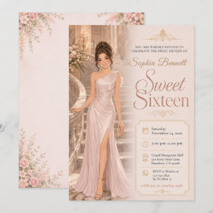 Invitation Sweet Sixteen Salon Rose