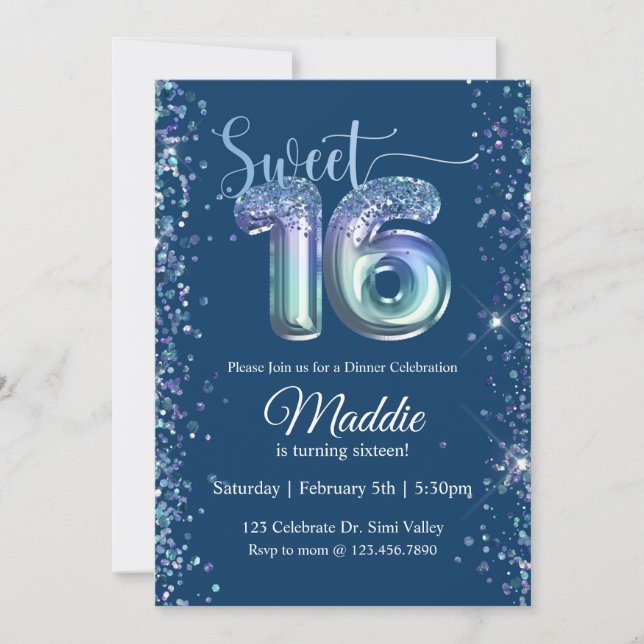 Invitation Sweet sixteen, Seize, parti Ado (Devant)