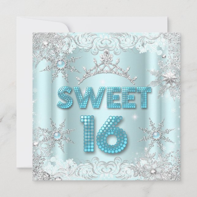Invitation Sweet sixteen Sweet 16 Flacon Turquoise Silver 2 (Devant)
