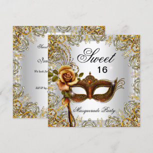 Invitation Sweet sixteen Sweet 16 Masquerade Gold 2