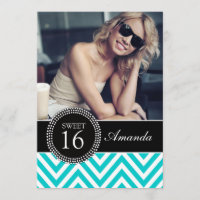SWEET SIXTEEN TURQUOISE ZIG ZAG CHEVRON MOTIF