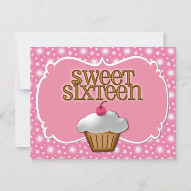 Invitation Sweet sixteen Ultra rose Cupcake (Devant)