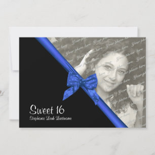 Invitation Sweet sixteen Zebra et Bleu Bow avec photo