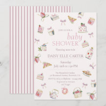 Sweet Strawberry Dessert Baby Shower Watercolor