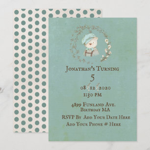 Invitation Sweet Teddy Bear Overalls Nom du Casquette Personn