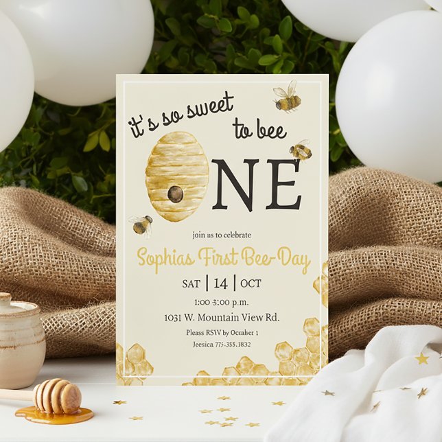 Invitation Sweet To Bee One Cute Beehive First Birthday  (Créateur téléchargé)