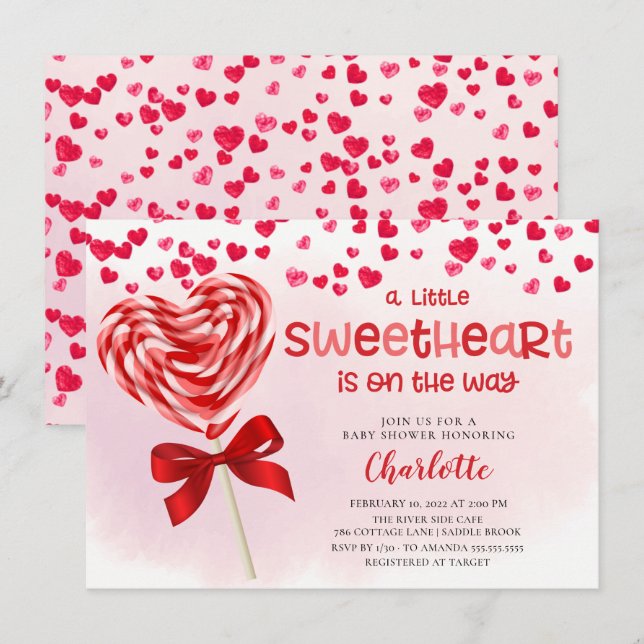 Invitation Sweet Treat Petit Baby shower amoureux (Devant / Derrière)