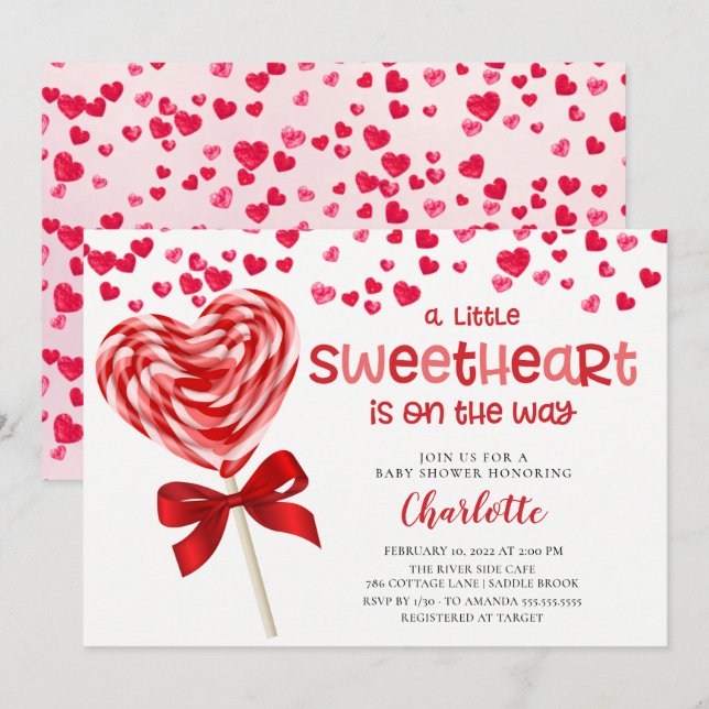 Invitation Sweet Treat Petit Baby shower amoureux Invitat (Devant / Derrière)