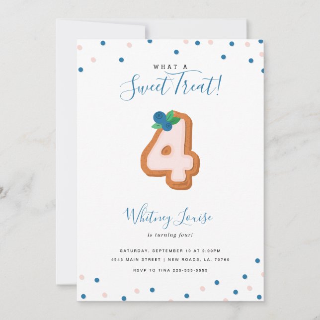 Invitation Sweet Treat Quatrième anniversaire (Devant)