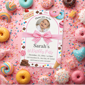 Invitation Sweet Treats Photo 1st Birthday Party