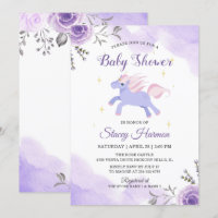 Sweet Unicorn Pastel Purple baby shower Floral