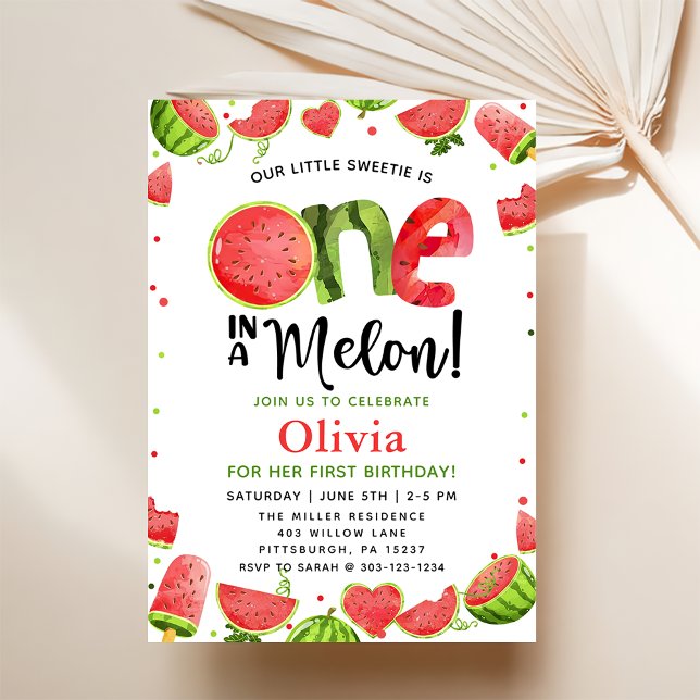 Invitation Sweet Watermelon Anniversaire 1er anniversaire (Créateur téléchargé)