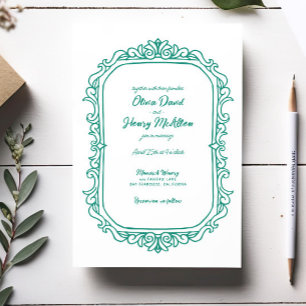 Invitation Sweet Whimsical manuscrit Mariage illustré