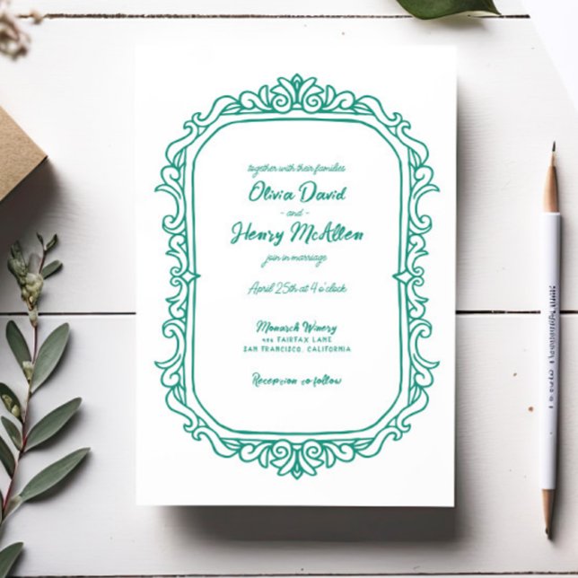 Invitation Sweet Whimsical manuscrit Mariage illustré (Créateur téléchargé)