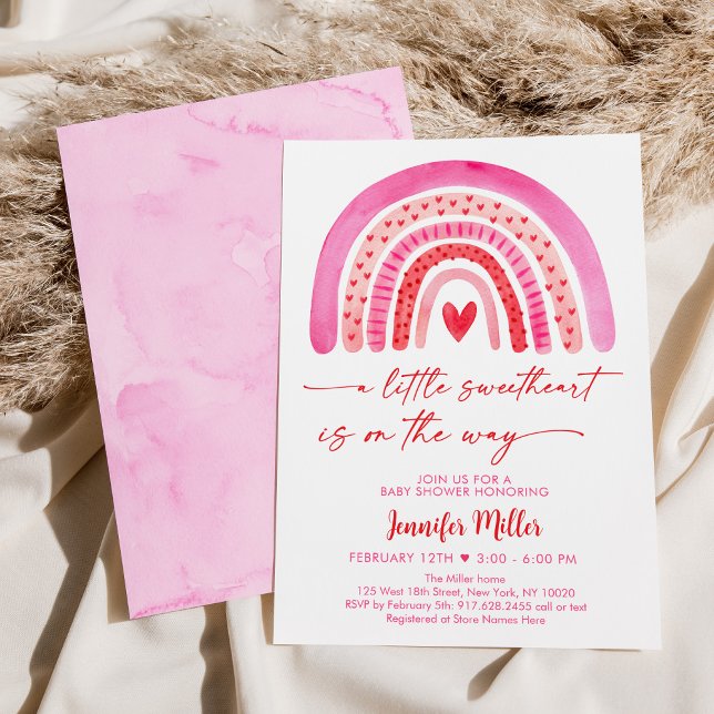 Invitation Sweetheart Boho Rainbow Hearts Baby shower (Créateur téléchargé)