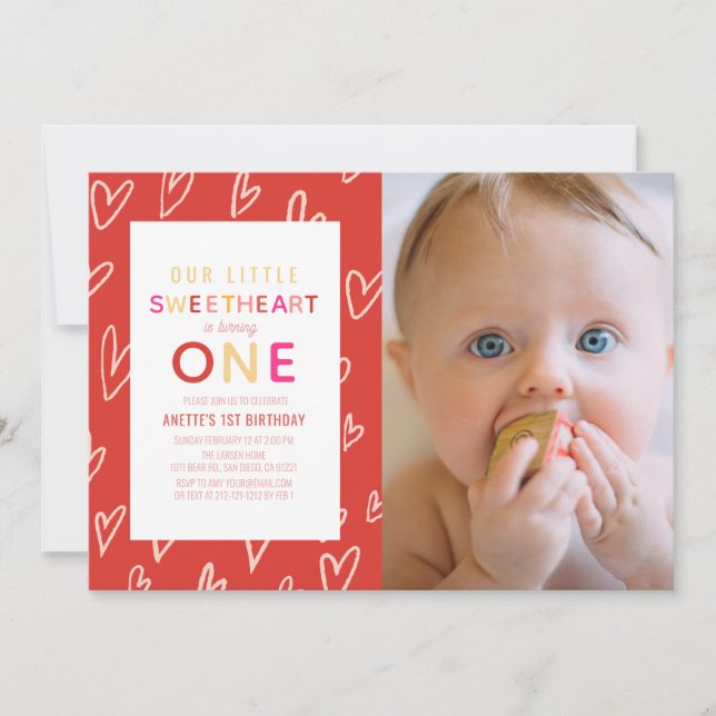 Invitation Sweetheart Red Valentine's Day 1er anniversaire Ph (Devant)