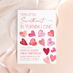 Invitation Sweetheart Valentine Hearts 1er anniversaire