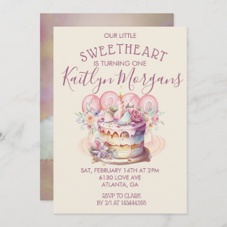 Invitation Sweetheart Valentine’s First Birthday Photo