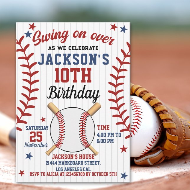 Invitation "Swing On Over – Baseball Birthday Boy Party  (Créateur téléchargé)