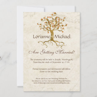 Invitation Swirl Tree Roots Antiquité Parchemin Mariage Enreg