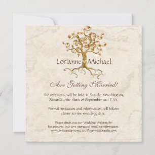 Invitation Swirl Tree Roots Antiquité Parchemin Mariage Enreg