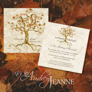 Invitation Swirl Tree Roots Antiquité Parchemin Mariage Enreg
