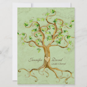 Invitation Swirl Tree Roots Antiquité Sage Couples Douche