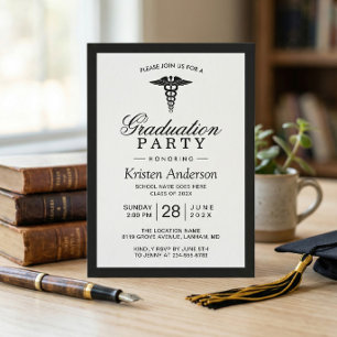 Invitation Symbole Caduceus Médicale School Graduation Party