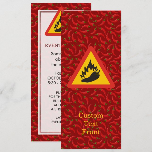 Invitation Symbole de danger de poivre chaud (Devant / Derrière)
