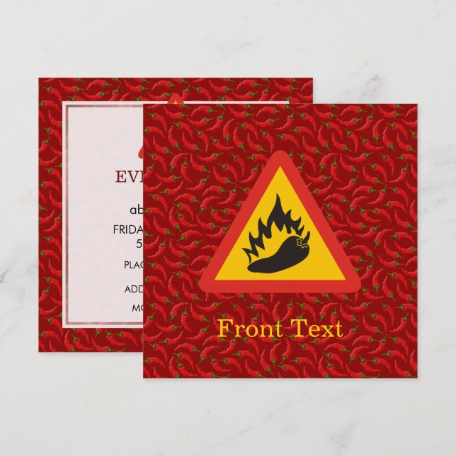 Invitation Symbole de danger de poivre chaud (Devant / Derrière)