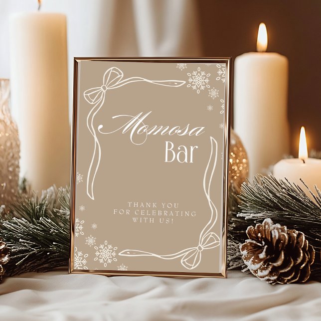Invitation Symbole de la coquette hivernale "Momosa" Mimosa B (Taupe Winter Coquette "Momosa" Mimosa Bar Sign)