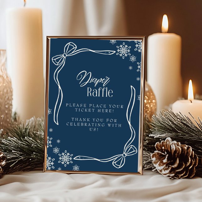Invitation Symbole de la table de rouleaux de couches hiver C (Winter Coquette Diaper Raffle Table Sign Invitation)