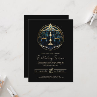 Invitation Symbole de l'équilibre céleste Balance Or Noir Cos