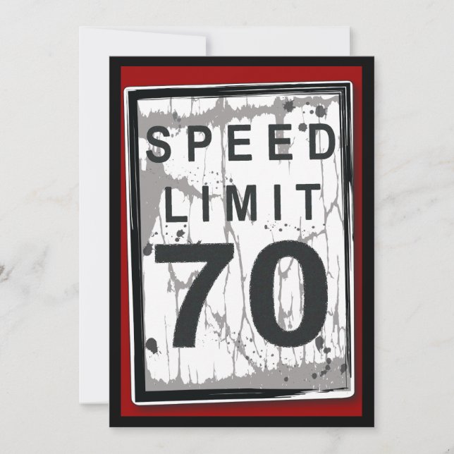 Invitation Symbole de limitation de vitesse de la fête du 70e (Devant)