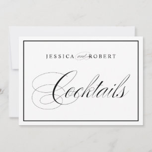 Invitation Symbole de mariage élégant Cocktails Bordure noire