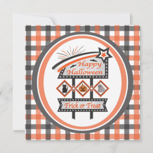 Invitation Symbole d'Halloween Vintage rétro - Tricoter ou tr