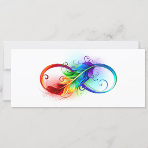 Invitation Symbole d'infini avec plume arc-en-ciel