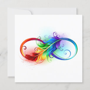 Invitation Symbole d'infini avec plume arc-en-ciel