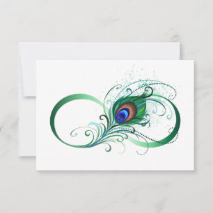 Invitation Symbole d'infini avec plume de paon