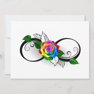 Invitation Symbole d'infini avec rose arc-en-ciel