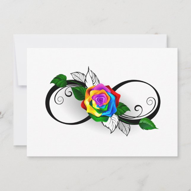 Invitation Symbole d'infini avec Rose arc-en-ciel (Devant)