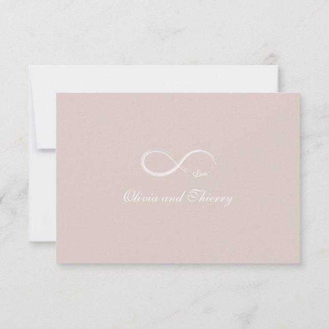 Invitation Symbole d'infini chic blanc clair mariage RSVP (Dos)