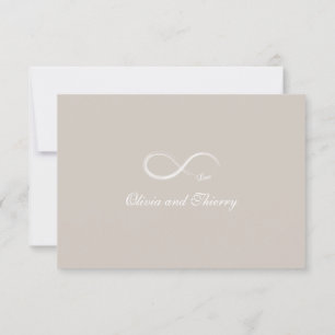 Invitation Symbole d'infini chic taupe mariage blanc RSVP