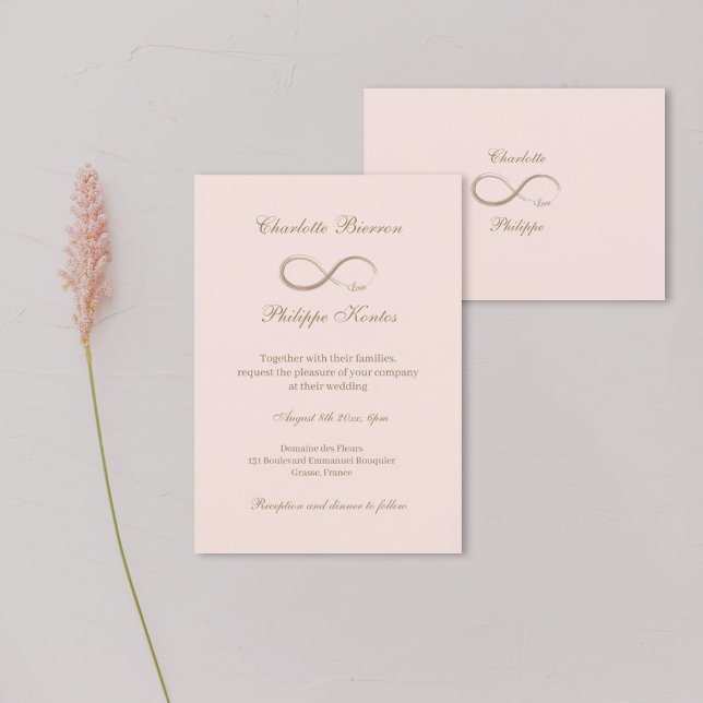 Invitation Symbole d'infini Elegant Gold Blush Mariage rose (Créateur téléchargé)