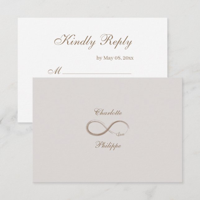 Invitation Symbole d'infini Gold White Grey mariage RSVP (Devant / Derrière)
