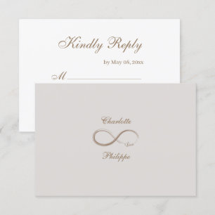 Invitation Symbole d'infini Gold White Grey mariage RSVP