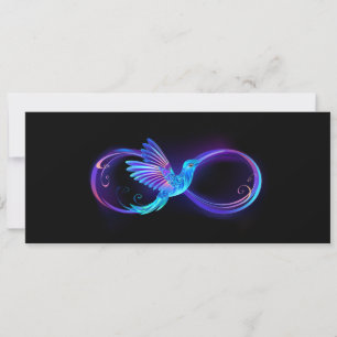 Invitation Symbole d'infini néon avec colibri brillant