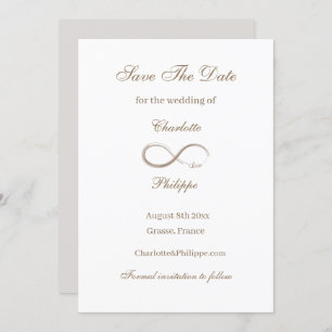 Invitation Symbole d'infini or blanc Enregistrer le Mariage d